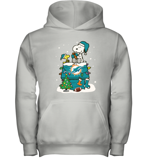 A Happy Christmas With Miami Dolphins Snoopy Shirts Youth Hoodie