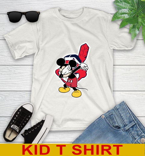 Cleveland Indians MLB Baseball Dabbing Mickey Disney Sports Youth T-Shirt