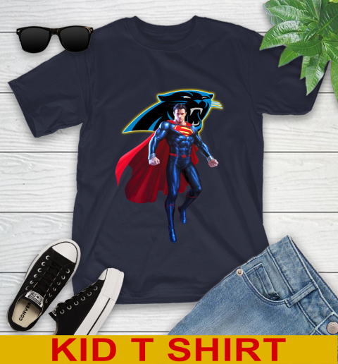 NFL Superman DC Sports Football Carolina Panthers Youth T-Shirt 3