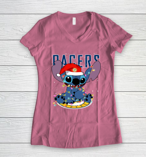 Indiana Pacers NBA noel stitch Basketball Christmas Women's V-Neck T-Shirt 7