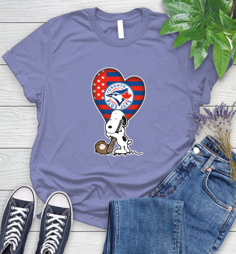 Toronto Blue Jays MLB Baseball The Peanuts Movie Adorable Snoopy Women's T-Shirt 11