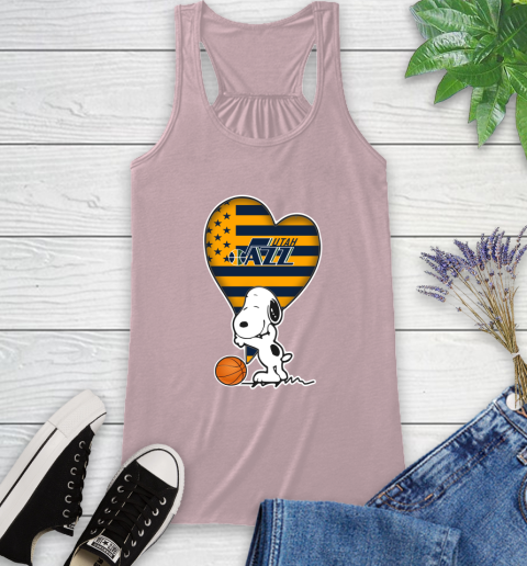 Utah Jazz NBA Basketball The Peanuts Movie Adorable Snoopy Racerback Tank 11