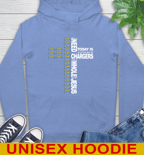 NFL All I Need Today Is A Little Bit Of Los Angeles Chargers Cross Shirt Hoodie 11