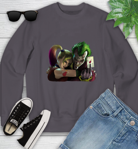 Miami Heat NBA Basketball Joker Harley Quinn Suicide Squad Youth Sweatshirt - Image 7