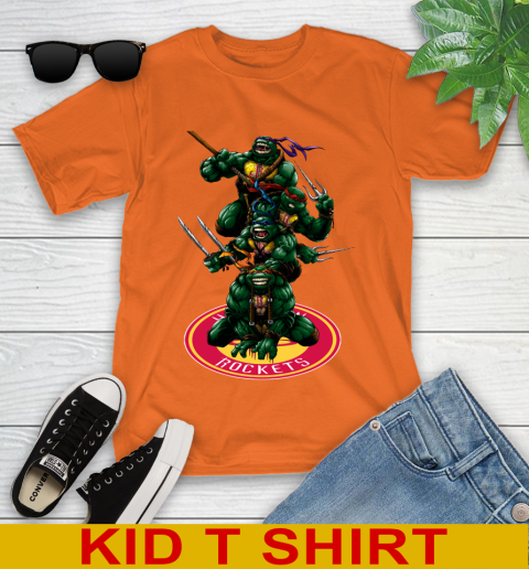 NBA Basketball Houston Rockets Teenage Mutant Ninja Turtles Shirt Youth T-Shirt 8 NBA Basketball Houston Rockets Teenage Mutant Ninja Turtles Shirt Youth T-Shirt - Image 8