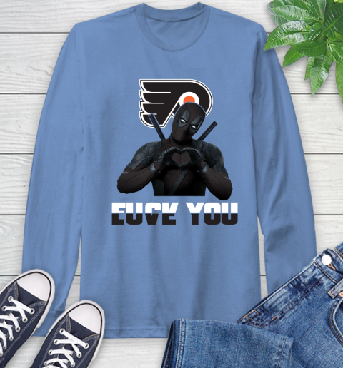 NHL Philadelphia Flyers Deadpool Love You Fuck You Hockey Sports Long Sleeve T-Shirt 12