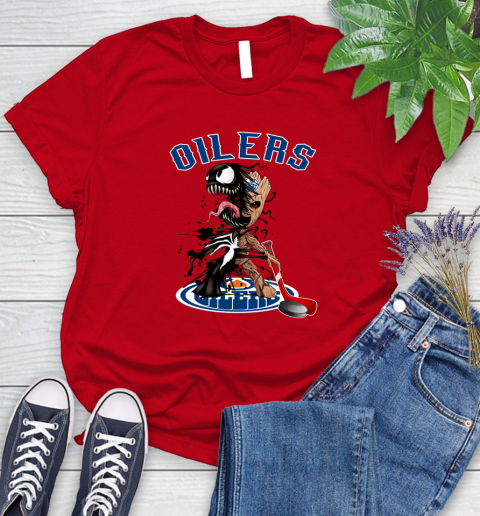 NHL Edmonton Oilers Hockey Venom Groot Guardians Of The Galaxy Women's T-Shirt 9