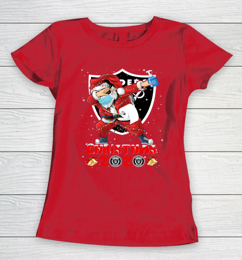 Oakland Raiders Funny Santa Claus Dabbing Christmas 2020 NFL Women's T-Shirt 9