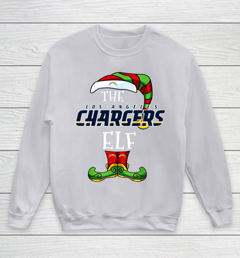 Los Angeles Chargers Christmas ELF Funny NFL Youth Sweatshirt 3