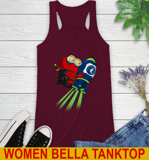 NBA Basketball Minnesota Timberwolves Deadpool Minion Marvel Shirt Racerback Tank 2