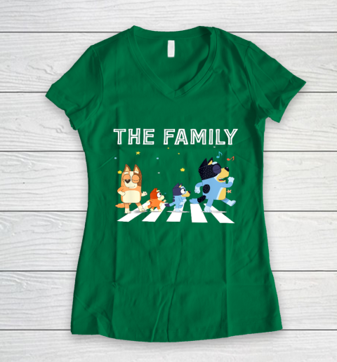 The Heeler Family Bluey Dad Mom For Lover Women's V-Neck T-Shirt 3