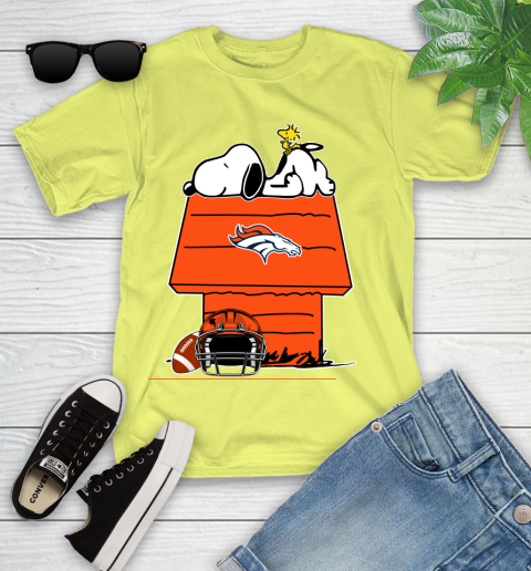Denver Broncos NFL Football Snoopy Woodstock The Peanuts Movie Youth T-Shirt 8