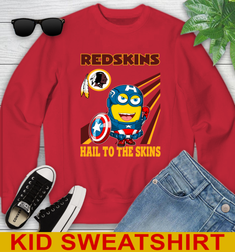 NFL Football Washington Redskins Captain America Marvel Avengers Minion Hail To The Skín Shirt Youth Sweatshirt 7