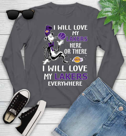 NBA Basketball Los Angeles Lakers I Will Love My Lakers Everywhere Dr Seuss Shirt Youth Long Sleeve 8