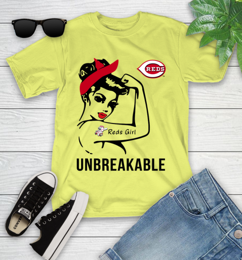 MLB Cincinnati Reds Girl Unbreakable Baseball Sports Youth T-Shirt 15