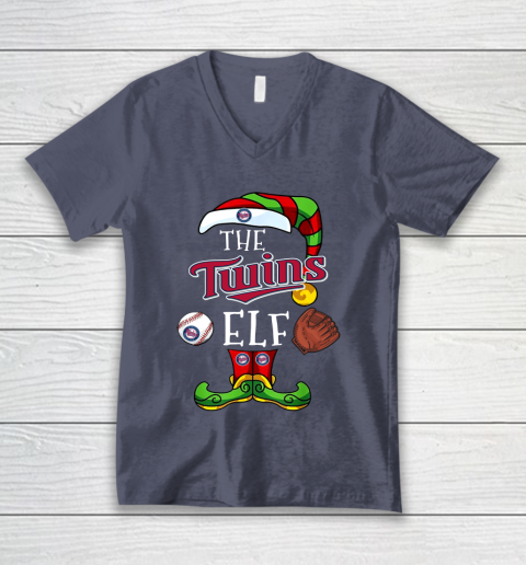 Minnesota Twins Christmas ELF Funny MLB V-Neck T-Shirt 7