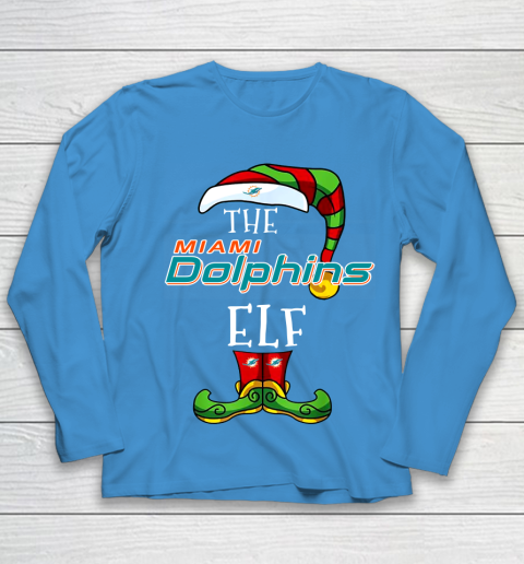 Miami Dolphins Christmas ELF Funny NFL Youth Long Sleeve 5