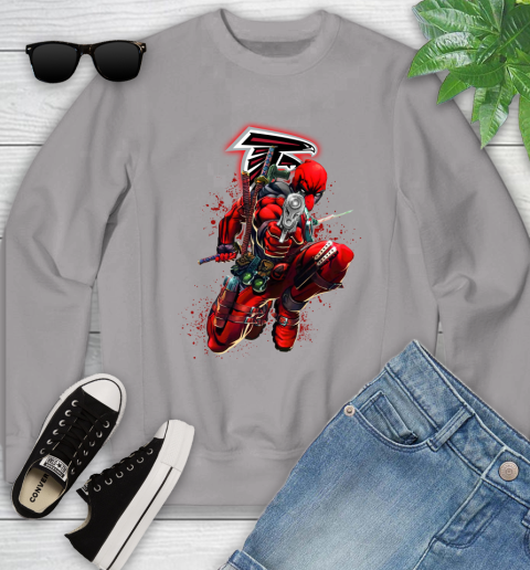 NFL Deadpool Marvel Comics Sports Football Atlanta Falcons Youth Sweatshirt 4