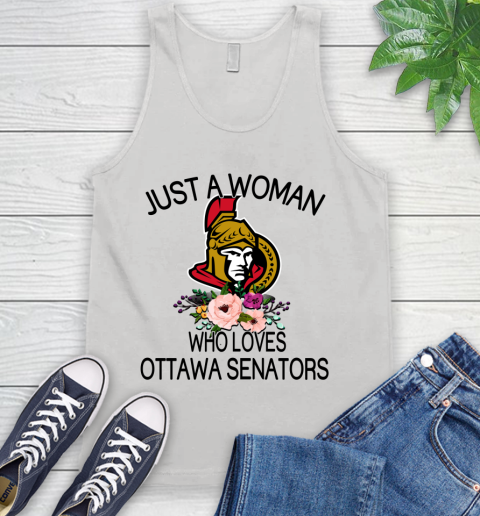 NHL Just A Woman Who Loves Ottawa Senators Hockey Sports Tank Top