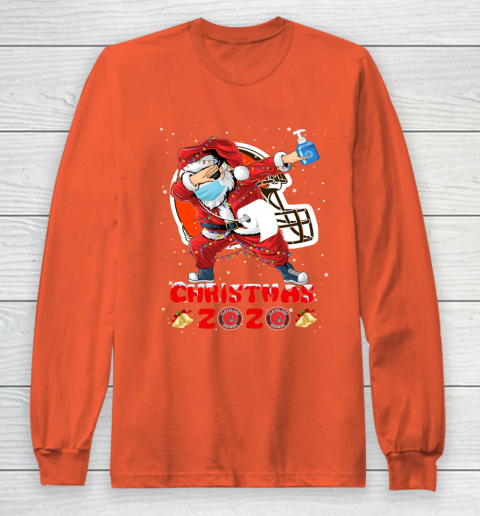 Cleveland Browns Funny Santa Claus Dabbing Christmas 2020 NFL Long Sleeve T-Shirt 3