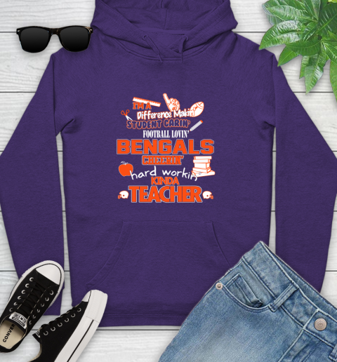 Cincinnati Bengals NFL I'm A Difference Making Student Caring Football Loving Kinda Teacher Youth Hoodie 5