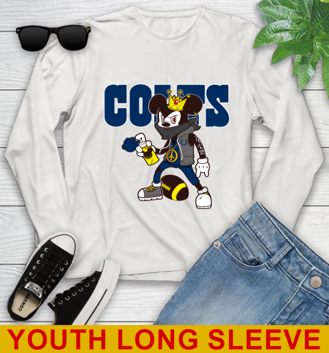 Indianapolis Colts NFL Football Mickey Peace Sign Sports Youth Long Sleeve 12