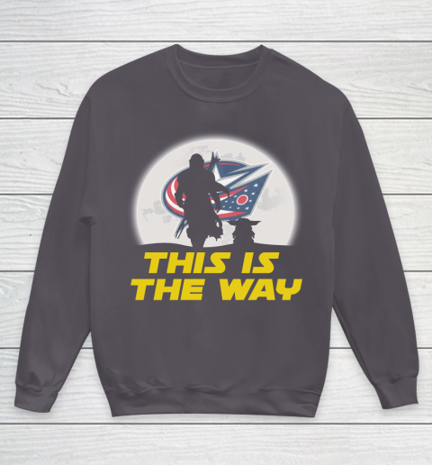 Columbus Blue Jackets NHL Ice Hockey Star Wars Yoda And Mandalorian This Is The Way Youth Sweatshirt 5