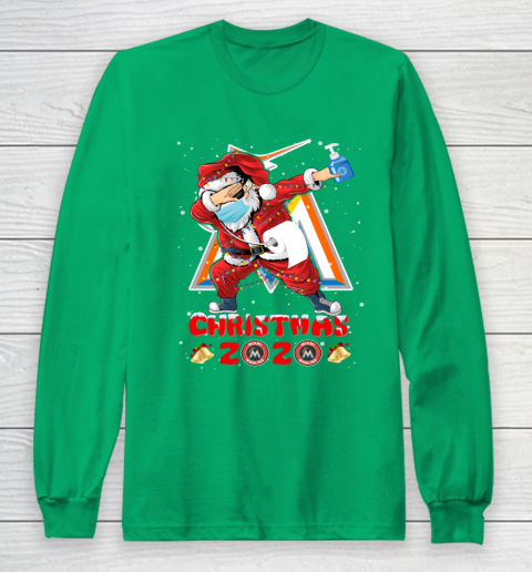 Miami Marlins Funny Santa Claus Dabbing Christmas 2020 MLB Long Sleeve T-Shirt 4