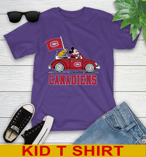 NHL Hockey Montreal Canadiens Pluto Mickey Driving Disney Shirt Youth T-Shirt 4