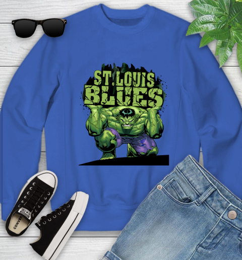 St.Louis Blues NHL Hockey Incredible Hulk Marvel Avengers Sports Youth Sweatshirt 8