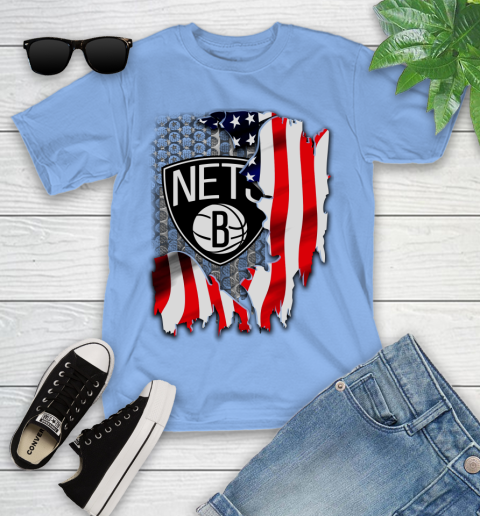 Brooklyn Nets NBA Basketball American Flag Youth T-Shirt 15