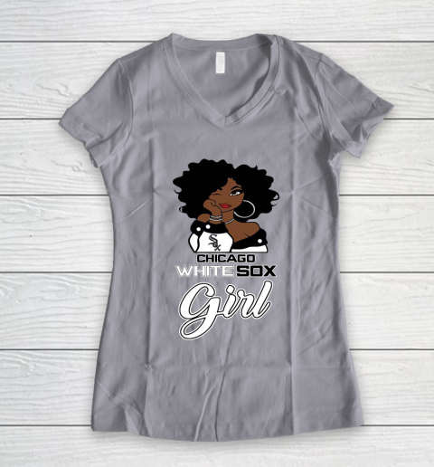 Chicago White Sox Girl MLB Women's V-Neck T-Shirt 4
