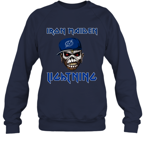NHL Tampa Bay Lightning Iron Maiden Rock Band Music Hockey Sports 1ORsu6Q9CKP sweatshirt 35 95 151514 front navy
