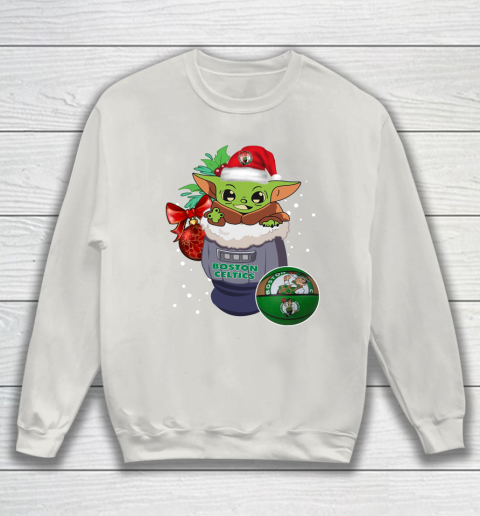 Boston Celtics Christmas Baby Yoda Star Wars Funny Happy NBA Sweatshirt 10