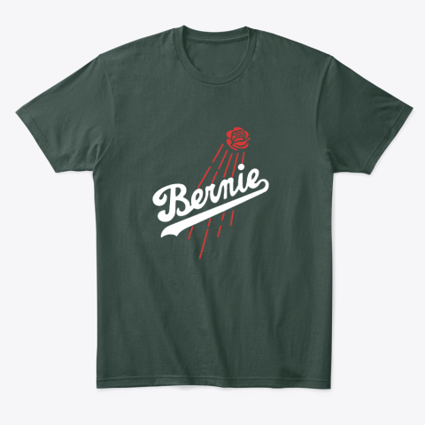 wf6l bernie sanders los angeles dodgers classic t shirt 2 front forest green