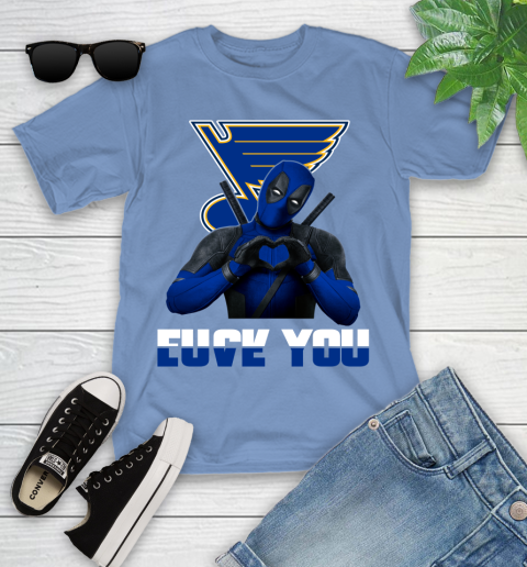 NHL St.Louis Blues Deadpool Love You Fuck You Hockey Sports Youth T-Shirt 15