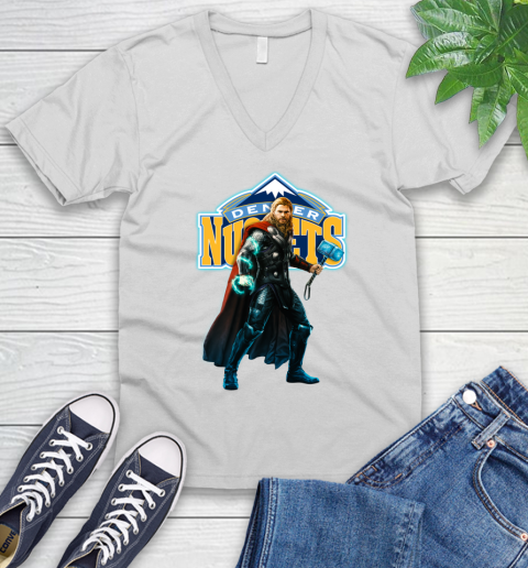 NBA Thor Avengers Endgame Basketball Denver Nuggets V-Neck T-Shirt