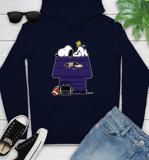 Baltimore Ravens NFL Football Snoopy Woodstock The Peanuts Movie Youth Hoodie 4