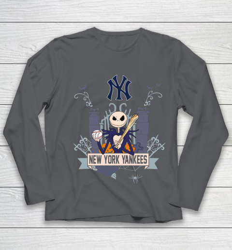MLB New York Yankees Baseball Jack Skellington Halloween Youth Long Sleeve 6