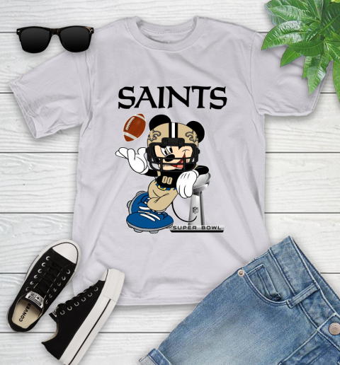 NFL New Orleans Saints Mickey Mouse Disney Super Bowl Football T Shirt Youth T-Shirt 4