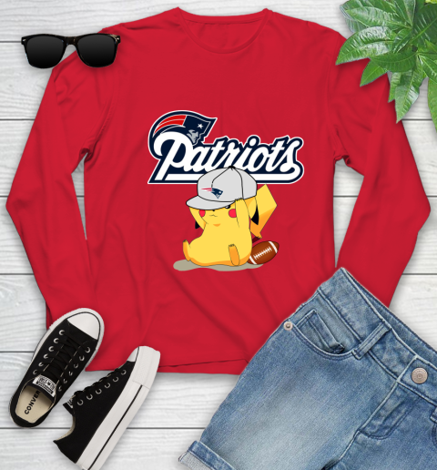 NFL Pikachu Football Sports New England Patriots Youth Long Sleeve 11