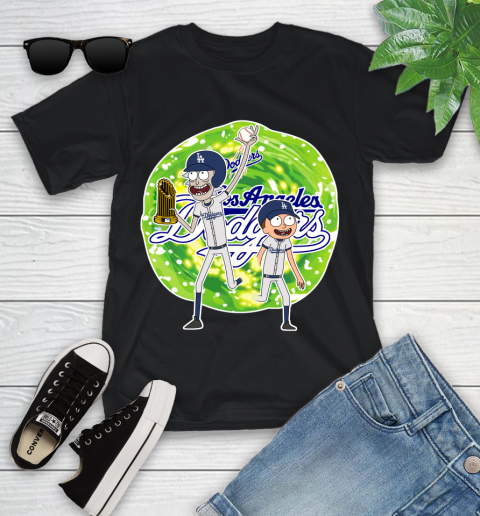 MLB Los Angeles Dodgers Rick And Morty Commissioner's Trophy Baseball Sports Youth T-Shirt 2