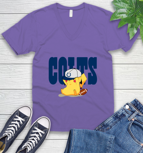 NFL Pikachu Football Sports Indianapolis Colts V-Neck T-Shirt 9