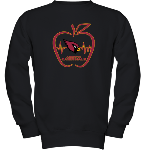 Apple Heartbeat Teacher Symbol Arizona Cardinals Youth Sweatshirt