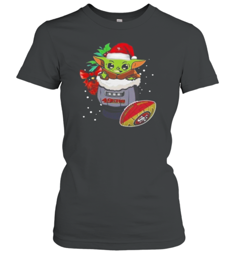 San Francisco 49ers Baby Yoda Merry Christmas 2024 Women's T-Shirt