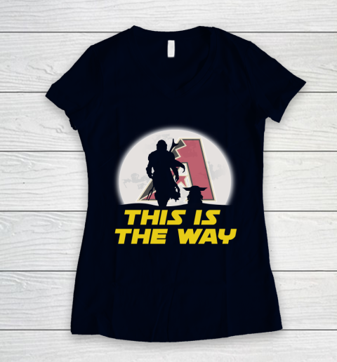 Arizona Diamondbacks MLB Baseball Star Wars Yoda And Mandalorian This Is The Way Women's V-Neck T-Shirt 2