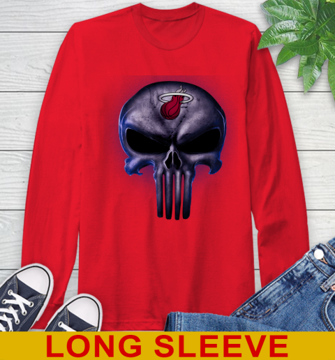 Miami Heat NBA Basketball Punisher Skull Sports Long Sleeve T-Shirt 12