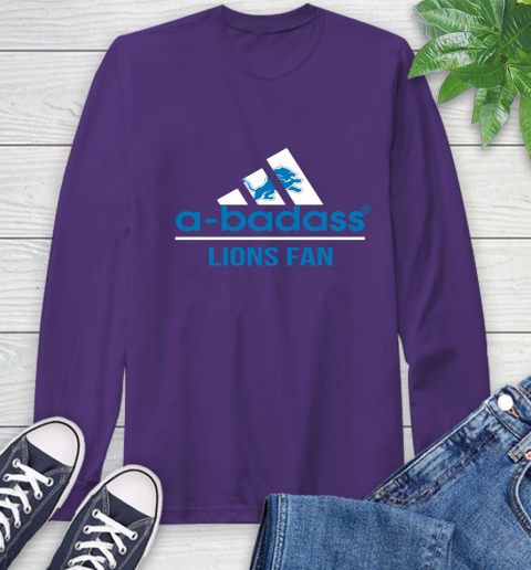 NFL A Badass Detroit Lions Fan Adidas Football Sports Long Sleeve T-Shirt 5