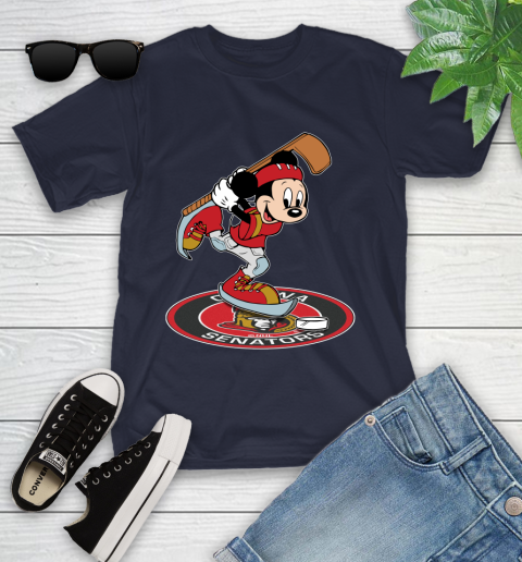NHL Hockey Ottawa Senator Cheerful Mickey Disney Shirt Youth T-Shirt 3
