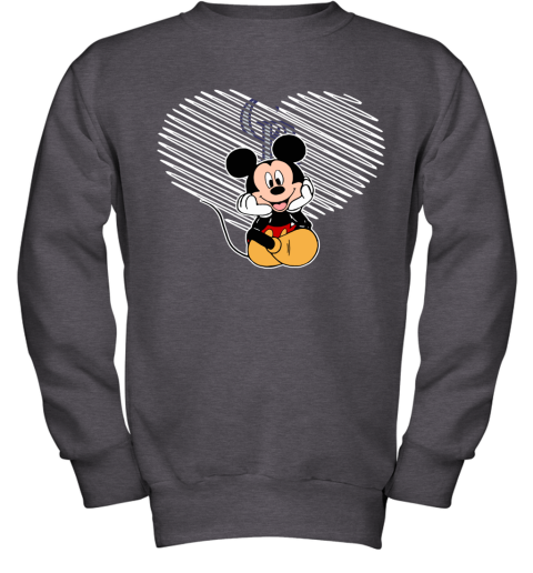 sdxw mlb colorado rockies the heart mickey mouse disney baseball youth sweatshirt 47 front dark heather